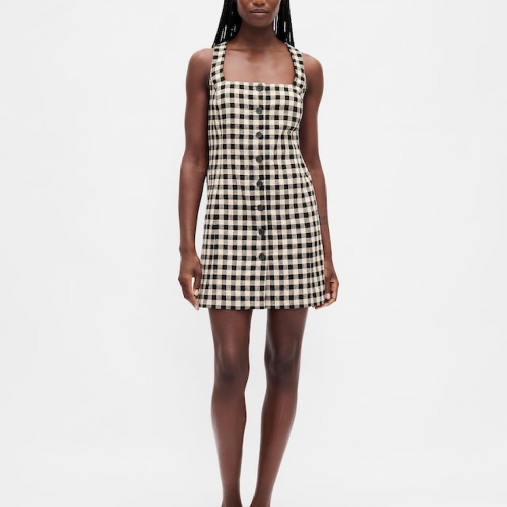 GAP Linen-Blend Button-Front Mini Dress